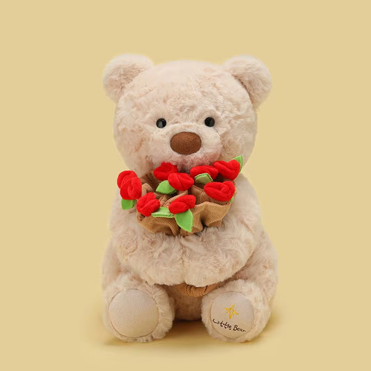 New Hot Sale Teddy Bear with Roses Plush Toy Soft Bear Stuffed Doll Romantic Gift for Lover Home Decor Girls Birthday Gift