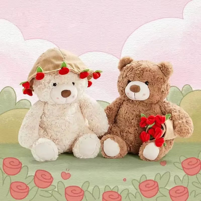 New Hot Sale Teddy Bear with Roses Plush Toy Soft Bear Stuffed Doll Romantic Gift for Lover Home Decor Girls Birthday Gift
